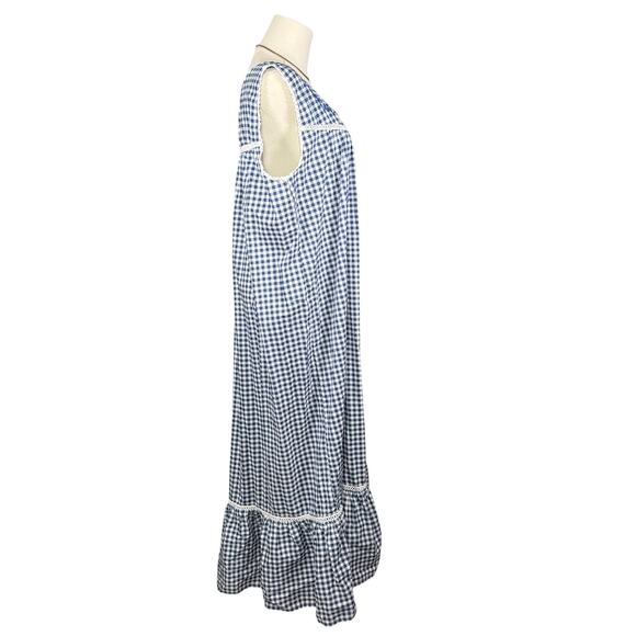 Alexander Rossa Blue Gingham Cotton Nightgown XL Ballet Length Cottagecore - Picture 5 of 11